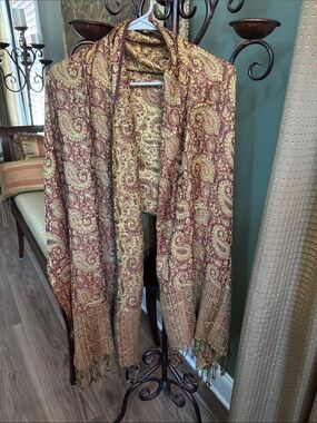 Paisley Fringe Scarf/Shawl in Golden Rust